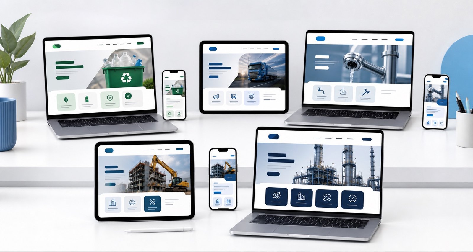 Yerel işletmeler için modern web sitesi mockup görselleri